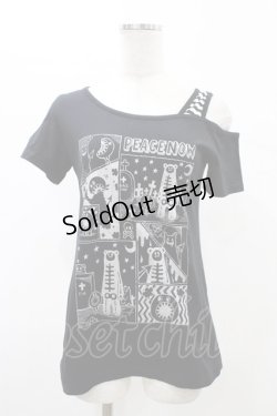 画像1: PEACE NOW / アシメショルダーカットソー  ブラック H-26-02-07-1054-PU-TO-KB-ZH