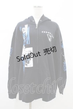 画像1: SEX POT ReVeNGe / プリントZIPパーカー  ブラック H-26-02-07-1061-SP-TO-KB-ZH