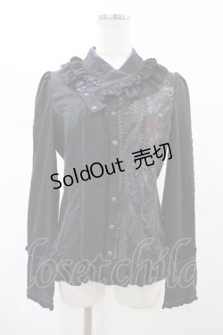 画像1: Ozz oneste / 着物衿ブラウス  ブラック×ネイビー H-26-02-07-1011-OO-BL-KB-ZH