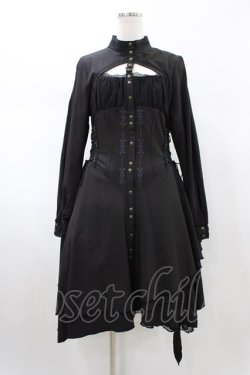 画像1: Ozz Croce / 薔薇刺繍レイヤードワンピース  黒 H-26-02-07-1014-OO-OP-AK-ZH