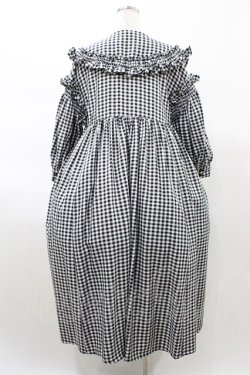 画像2: Candy Stripper / BIG FRILL COLLARドレス  ブラックチェック H-26-02-07-1015-PU-OP-KB-ZH