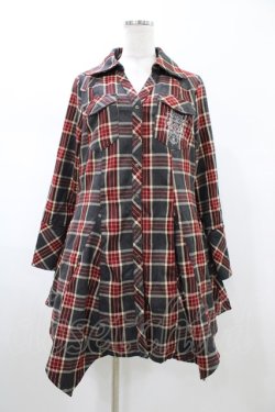 画像1: Rozen Kavalier / エンブレム刺繍チェックシャツワンピース  グレー H-26-02-07-1017-OO-OP-KB-ZH