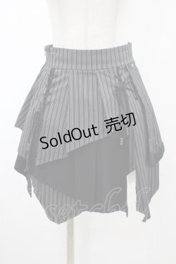 画像1: Ozz Croce / ストライプレイヤード風イレギュラースカート  黒 H-26-02-07-1022-OO-SK-KB-ZH