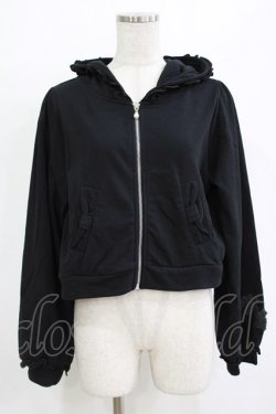 画像1: axes femme / サガラ刺繍ショートパーカー Free ブラック H-26-02-07-020-AX-TO-NS-ZH