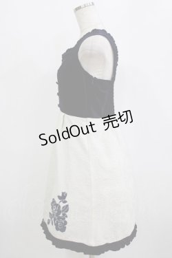 画像2: an another angelus / ベロア&ローズ柄切り替えジャンパースカート Free NAVY H-26-02-08-029-CA-OP-NS-ZH