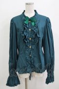 metamorphose / 【プラスサイズ】スタンドカラーピンタックフリルブラウス プラスサイズ グリーン H-26-02-08-045-ME-BL-NS-ZH