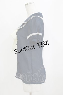 画像2: axes femme POETIQUE / ダブルカラーシフォンブラウス M ネイビー H-26-02-08-047-AX-BL-NS-ZH