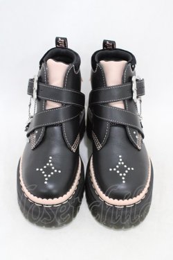 画像1: Dr.Martens （Getta Grip） / CAITIEストラップブーツ UK5(約24cm) 黒×パウダーピンク H-26-02-08-1001-PU-SH-AK-ZH