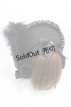 画像2: Triple fortune / ローズリボンボンネット  黒×白 H-26-02-08-1003-EL-AC-AK-ZH