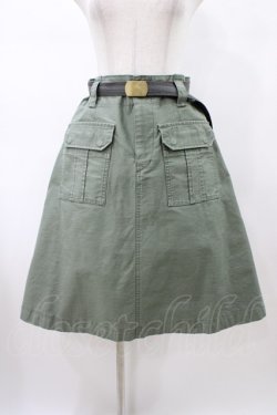 画像1: Jane Marple Dans Le Salon / ミリタリーサテンワークスカート  モスグリーン H-26-02-08-1036-JM-SK-KB-ZH