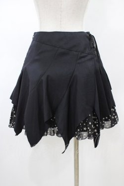 画像2: PEACE NOW / スターシフォンレイヤード風スカート  ブラック×ホワイト H-26-02-08-1042-PU-SK-KB-ZH