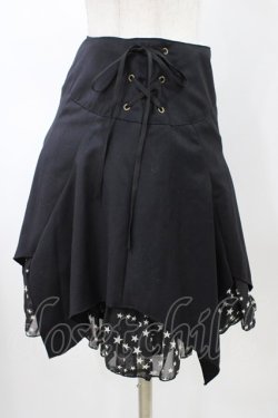画像3: PEACE NOW / スターシフォンレイヤード風スカート  ブラック×ホワイト H-26-02-08-1042-PU-SK-KB-ZH