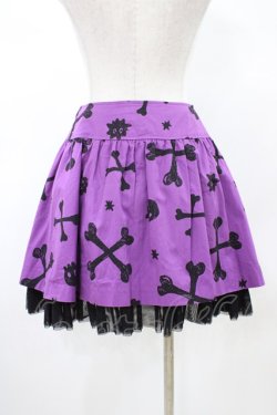 画像2: PEACE NOW / 裾チュールプリントスカート  パープル×ブラック H-26-02-08-1044-PU-SK-KB-ZH