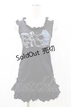 画像1: PEACE NOW / フリルギャザーロングタンク  ブラック H-26-02-08-1045-PU-TO-KB-ZH