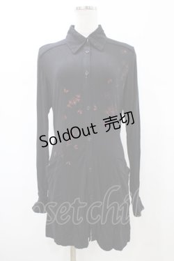 画像1: gouk / 和柄切替カットソーロングシャツ  ブラック H-26-02-08-1049-GO-BL-KB-ZH