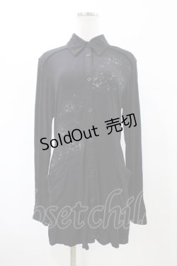 画像1: gouk / 和柄切替カットソーロングシャツ  ブラック H-26-02-08-1050-GO-BL-KB-ZH