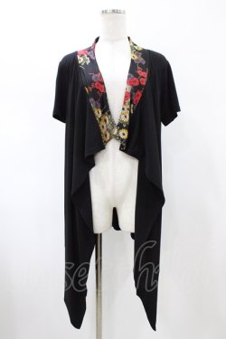 画像1: Qutie Frash / バックプリント半袖カーデ  ブラック H-26-02-08-1051-QU-TO-KB-ZH