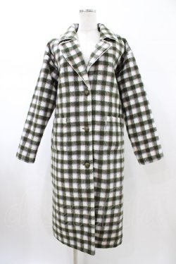 画像1: merry jenny / MIXチェックテーラードロングコート  グリーン H-26-02-08-1061-LO-CO-KB-ZH