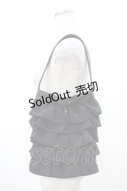 画像1: BPN / フリルハンドバッグ  ブラック H-26-02-08-1024-GO-BG-KB-ZH