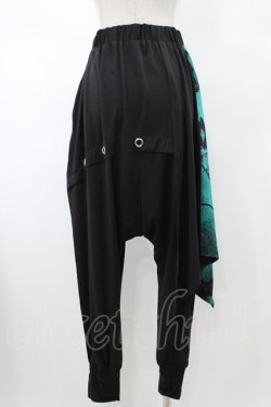 画像2: NieR Clothing / レイヤード風サルエルパンツ  黒×緑 H-26-02-08-1027-PU-PA-KB-ZH