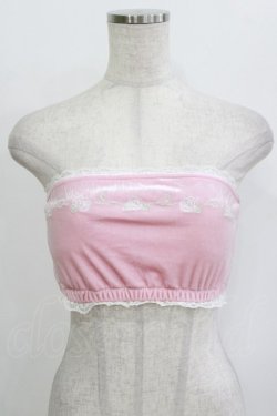 画像1: Swankiss / ローズ刺繍ベロアベアトップ Free ピンク H-26-02-08-052-CA-TO-NS-ZH