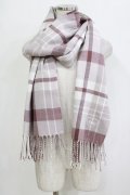 NOEMIE / お嬢さんハート刺繍チェックマフラー 全長190cm(フリンジ10cm)幅67cm ピンク H-26-02-08-058-LO-ZA-NS-ZH
