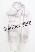NOEMIE / お嬢さんハート刺繍チェックマフラー 全長190cm(フリンジ10cm)幅67cm ピンク H-26-02-08-058-LO-ZA-NS-ZH