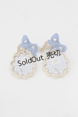 画像1: m petit by misako / AMリボンフラワーイヤリング  サックス H-26-02-08-072-LO-AC-NS-ZH