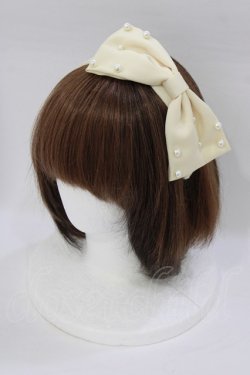 画像1: m petit by misako / パールリボンカチューシャ  オフ H-26-02-08-078-LO-AC-NS-ZH