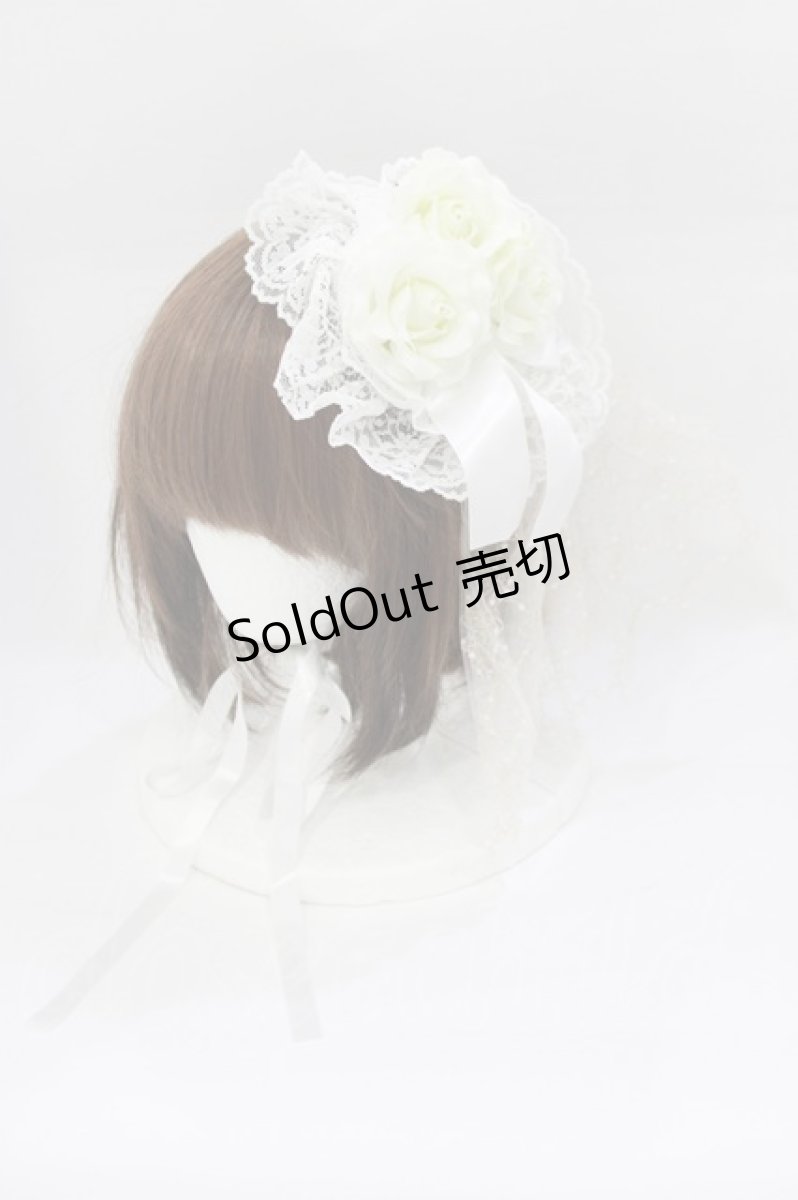 画像1: metamorphose / ローズリボン円形ヘッドドレス  オフ白系 H-26-02-08-081-ME-AC-NS-ZH (1)