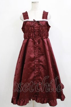 画像1: Cherirulu Chocola / リボン柄ジャンパースカート L ボルドー H-26-02-08-011-GO-OP-NS-ZH
