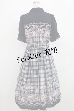 画像3: axes femme / フラワー×チェックワンピース M ネイビー H-26-02-08-014-AX-OP-YZ-ZH