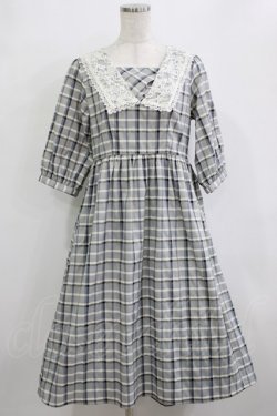 画像1: Fi.n.t / レース衿チェックワンピース Free L/BLUE H-26-02-08-015-CA-OP-NS-ZH