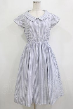 画像1: F&A / フレンチスリーブストライプシャツワンピース Free OFF×NAVY H-26-02-08-017-LO-OP-NS-ZH