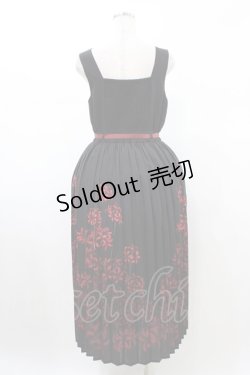 画像2: axes femme / 彼岸花柄プリーツジャンスカ Free ブラック H-26-02-09-039-AX-OP-NS-ZH