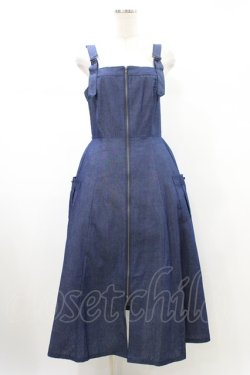 画像1: axes femme / センタージップデニムジャンパースカート Free インディゴ H-26-02-09-042-AX-OP-NS-ZH