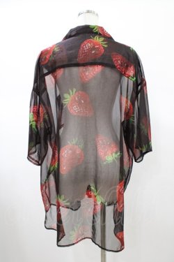 画像2: AXES-X / イチゴプリントシアーシャツ L ブラック H-26-02-09-046-LO-BL-NS-ZH