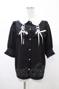 Rojita / 衿フリルダブルレースアップ配色ブラウス Free ブラック H-26-02-09-048-LO-BL-NS-ZH