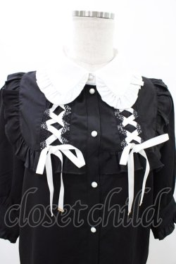 画像3: Rojita / 衿フリルダブルレースアップ配色ブラウス Free ブラック H-26-02-09-048-LO-BL-NS-ZH