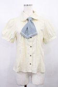 Kurumi Collaboration / マリンアカデミアブラウス L 生成り/サックス H-26-02-09-1014-EL-BL-NS-ZH