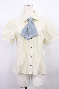 画像1: Kurumi Collaboration / マリンアカデミアブラウス L 生成り/サックス H-26-02-09-1014-EL-BL-NS-ZH