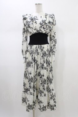 画像1: An MILLE / プリーツカコウフラワーワンピース Free オフ/ブラック H-26-02-09-024-EL-OP-NS-ZH