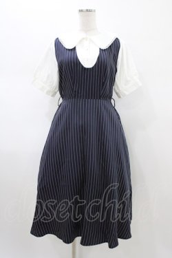 画像1: axes femme / ストライプ柄ドッキングワンピース Free ネイビー H-26-02-09-027-AX-OP-NS-ZH
