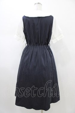 画像2: axes femme / ストライプ柄ドッキングワンピース Free ネイビー H-26-02-09-027-AX-OP-NS-ZH