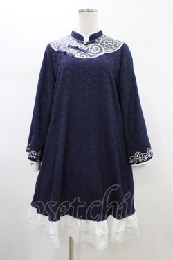 画像1: To Alice / ジャガードワンピース M ネイビー H-26-02-09-028-LO-OP-NS-ZH