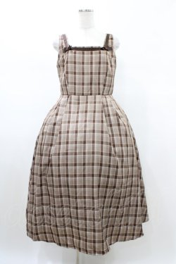 画像1: m petit by misako / AMCHKスクエアネックジャンパースカート LL ブラウン H-26-02-09-037-LO-OP-NS-ZH