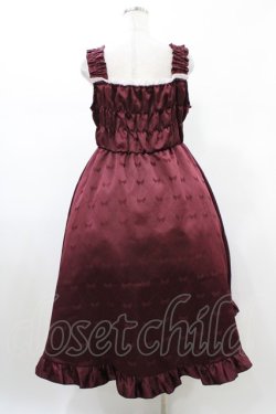 画像2: Cherirulu Chocola / リボン柄ジャンパースカート L ボルドー H-26-02-09-038-0-OP-NS-ZH
