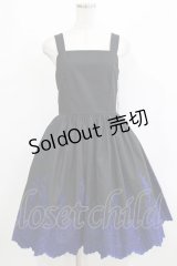 Moi-meme-Moitie / Rose Garden刺繍ジャンパースカート 9号 黒×青 H-26-02-10-001-MO-OP-KB-ZH