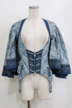 画像1: OZZ ANGELO / ローズハンティングケープ付きベスト  ブルー H-26-02-10-026-OO-TO-KB-ZH