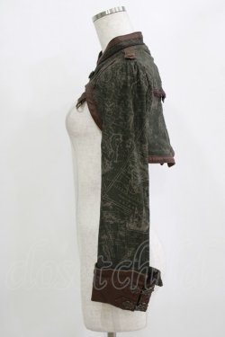 画像2: OZZ ANGELO / プリントショートボレロジャケット  カーキ H-26-02-10-028-OO-JA-KB-ZH